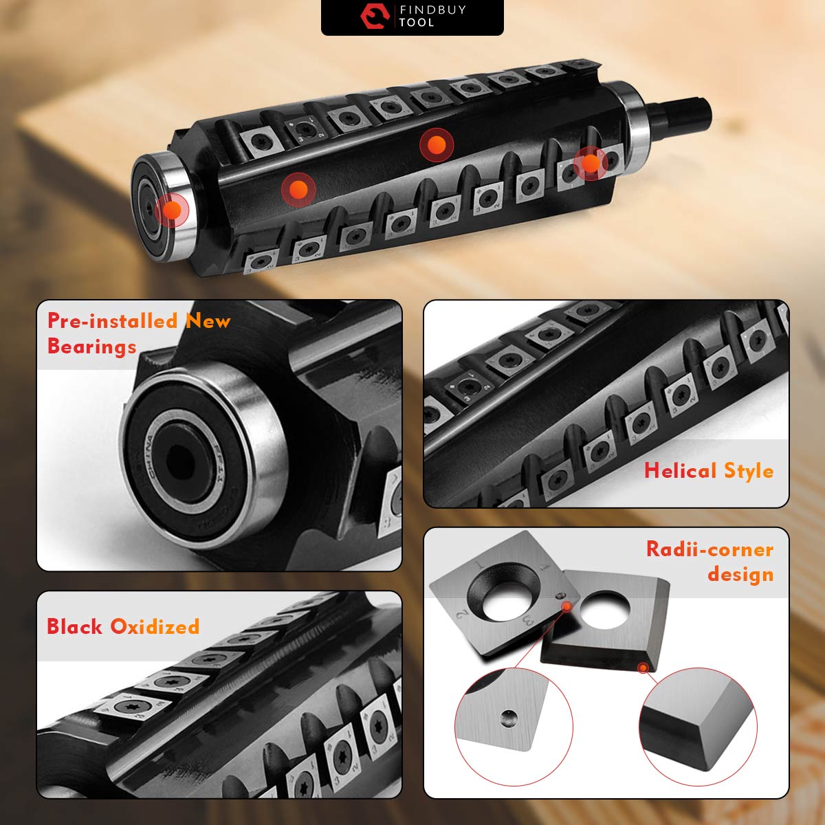 Corte de cortador helicoidal para 8 pol. Detalhes de junto