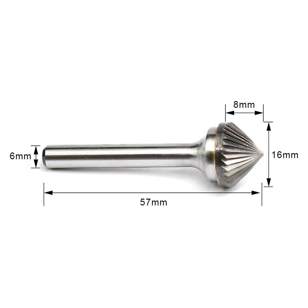 Carbide Burr K1608M06 Cone 90° OMNI Range Head D 16 X 8mm, 6mm Shank, 57mm Full Length