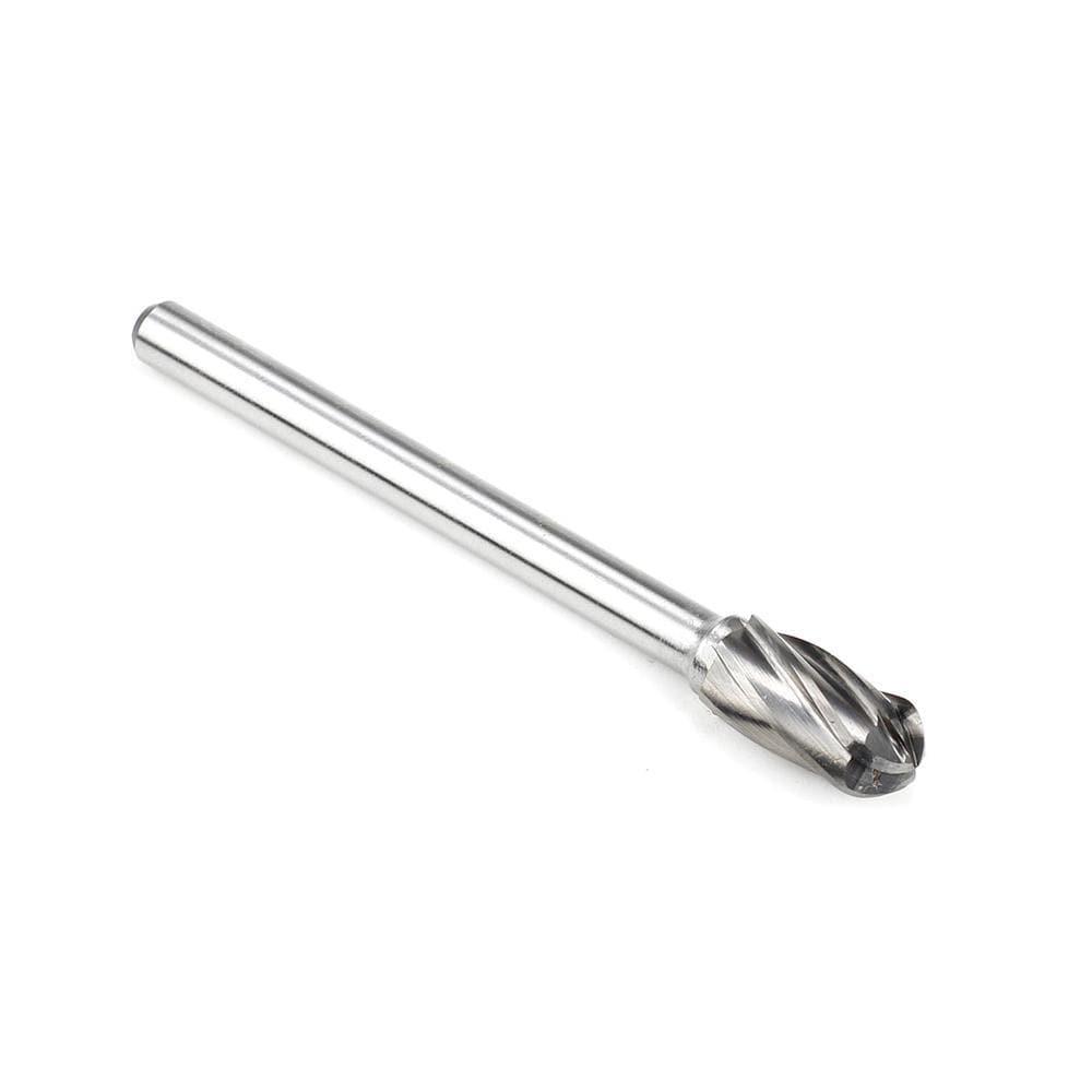 Carbide Burr SC-3NFL4 Cylinderical Ball Nose ALUMIN Range Head D 3/8 X 3/4L, 1/4 Shank, 4-1/3 Inch Full Length