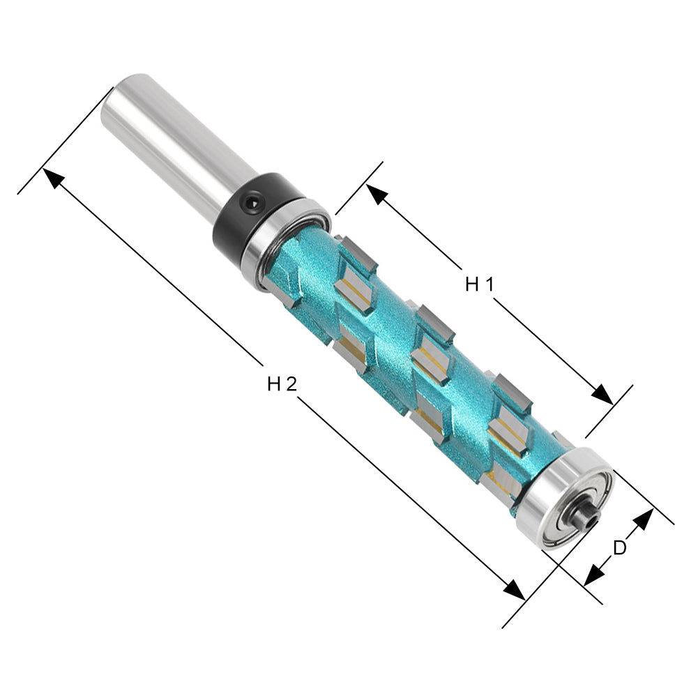 Spiral Flush Trim Router Bit With Carbide Tips, Double Bearing