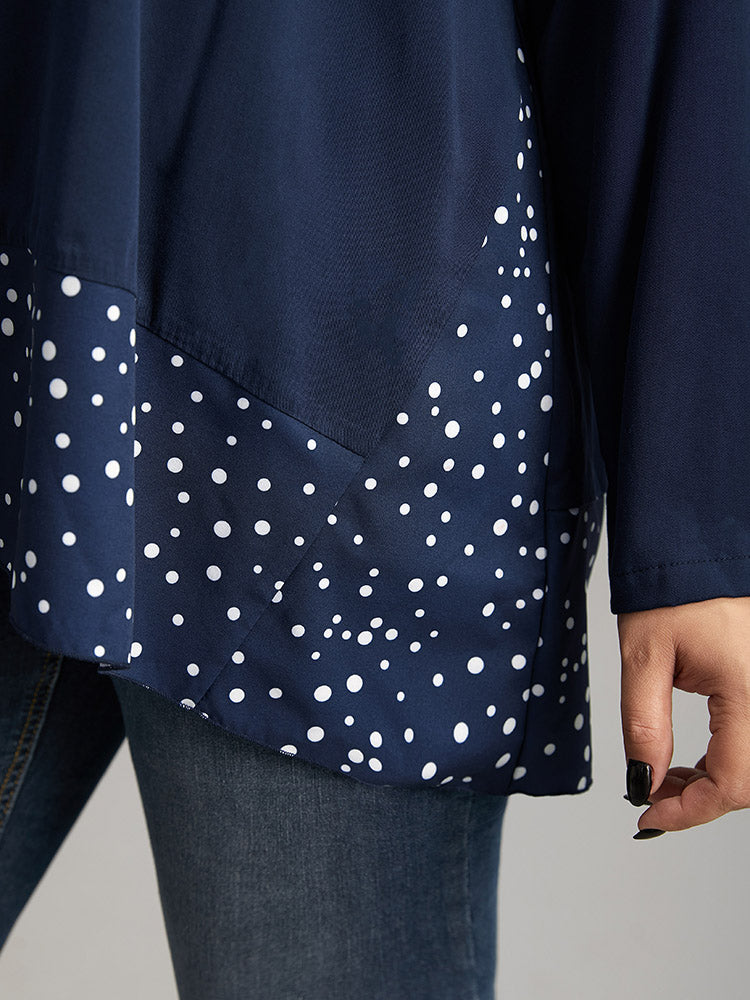 Polka Dot Patchwork Long Sleeve Blouse