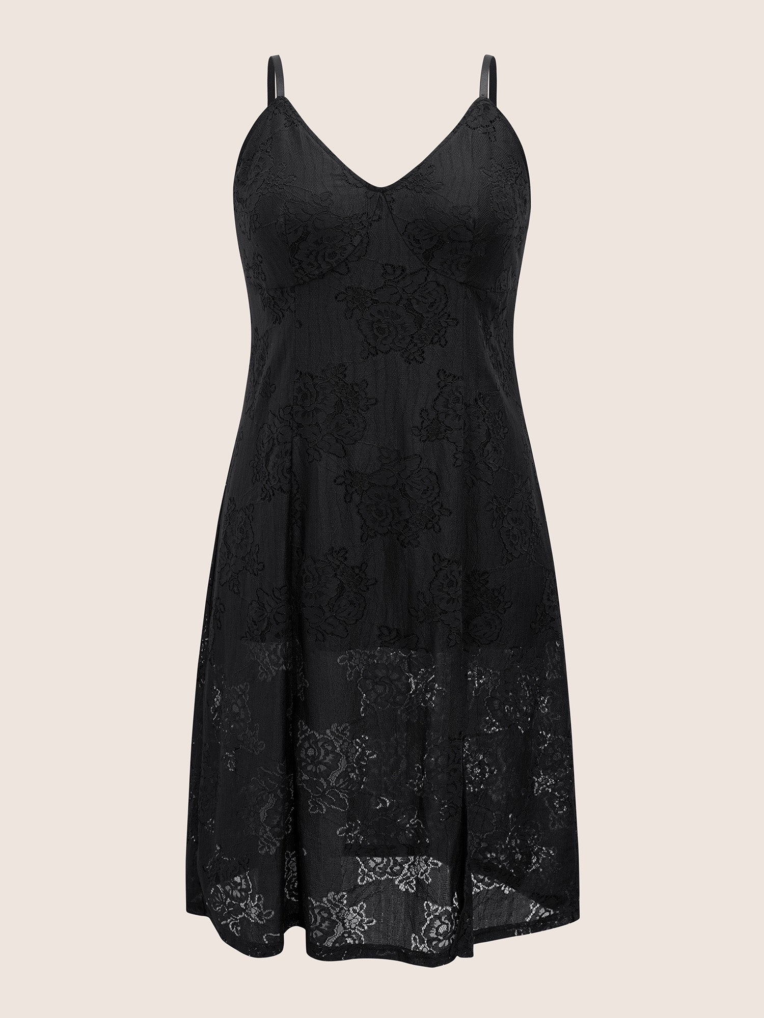 Lace Panel Mesh Split Hem Crisscross Cami Sleep Dress