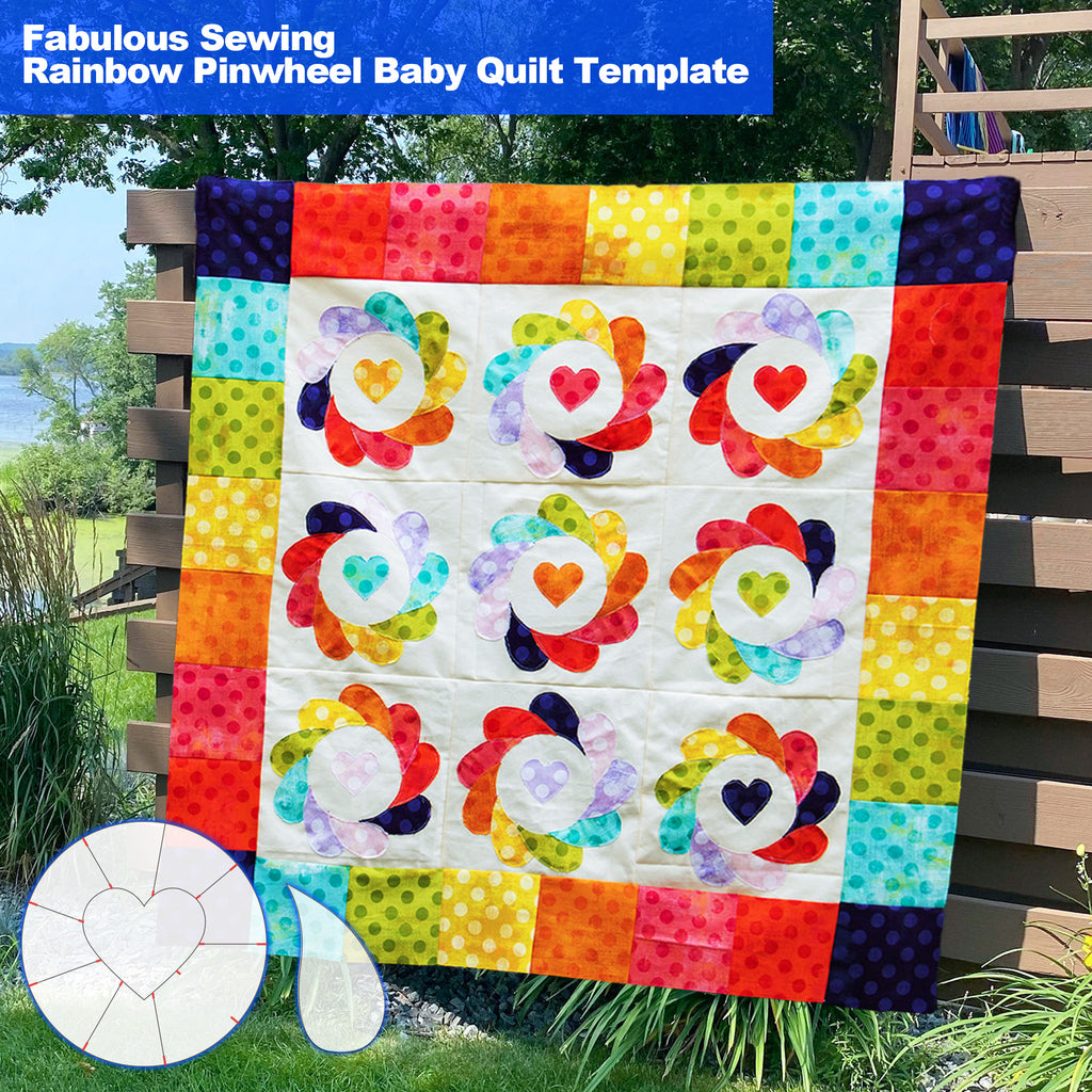 Fabulous Sewing Rainbow Pinwheel Baby Quilt Template