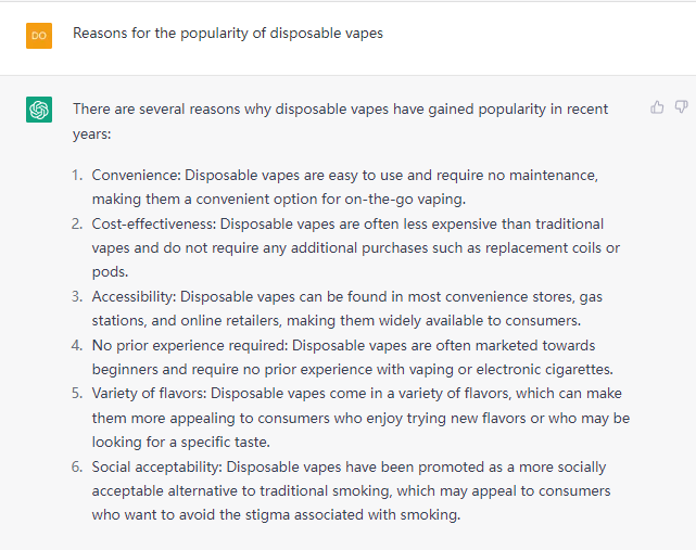 Reasons for the popularity of disposable vapes
