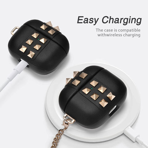 Nereides Rivets Faux Leather AirPods 3 Black Case