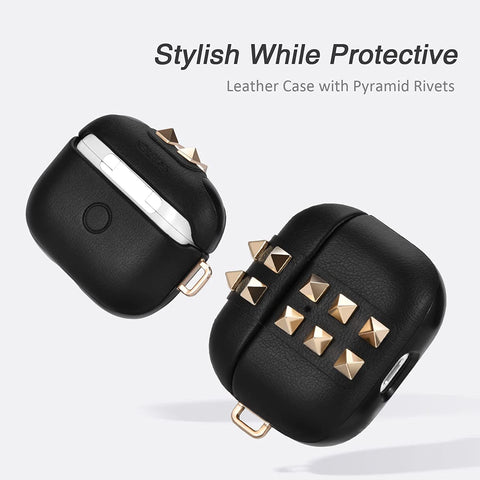 Nereides Rivets Faux Leather AirPods 3 Black Case
