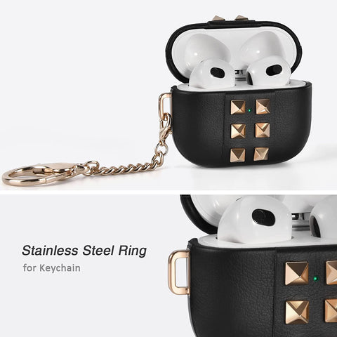 Nereides Rivets Faux Leather AirPods 3 Black Case