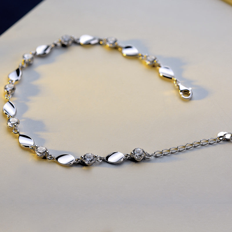 Sterling Silver Bracelet with AAA Grade Cubic Zirconia