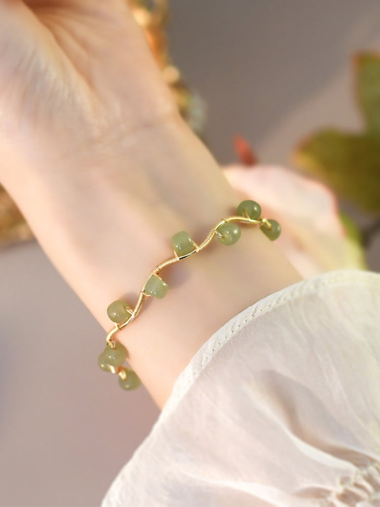 Natural Hetian Jade Vine Bracelet