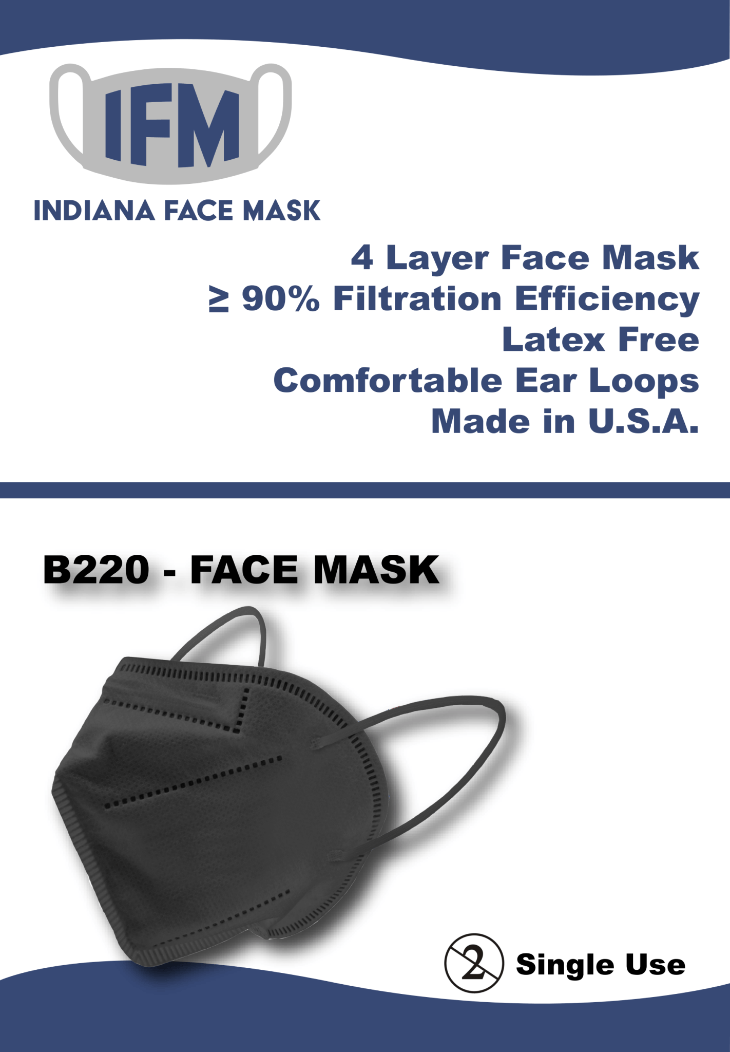 ASTM F33502 Barrier Face Covering, KN95 Style with Ear Loops