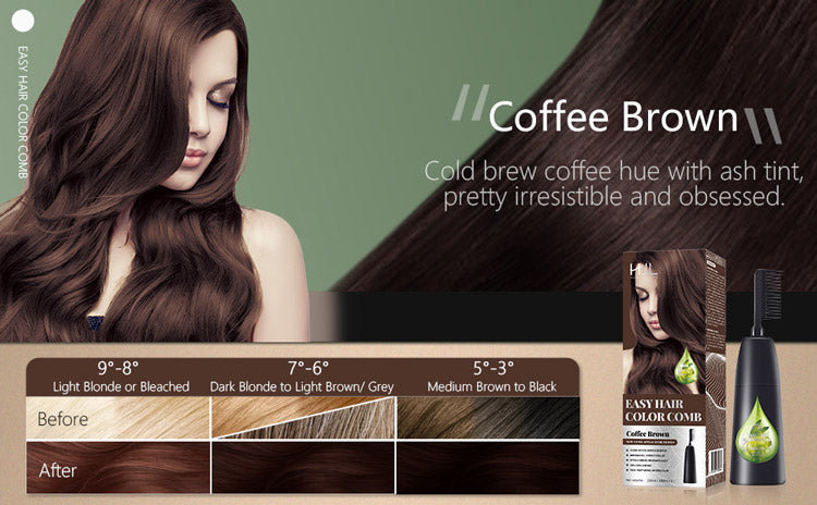 HJL Hair Joy Love New comb applicator design Permanent Hair Dye Coffee  Brown Hair color 100% Gray Coverage