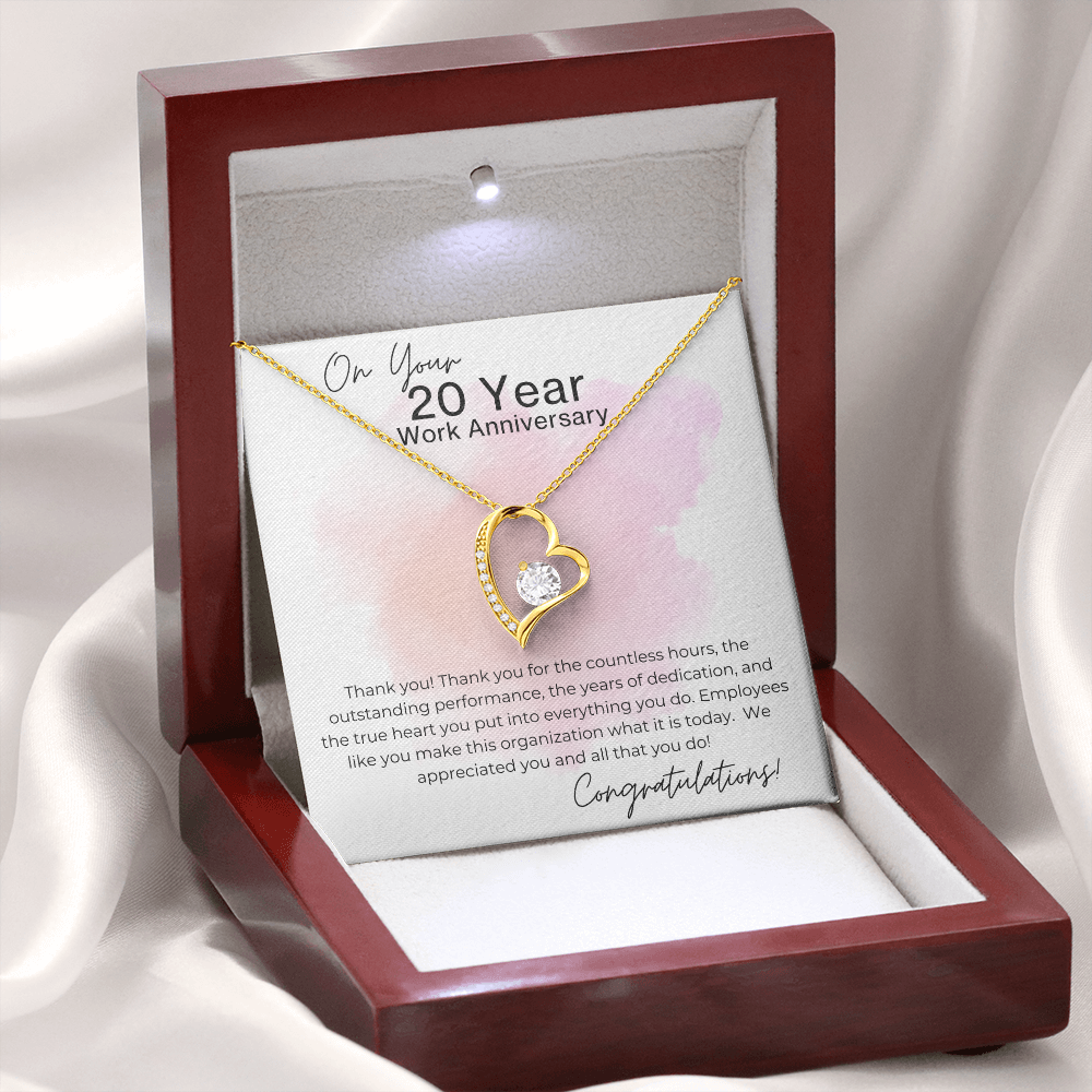 For All Your Heart - Gift for 20 Year Work Anniversary - Heart Pendant Necklace