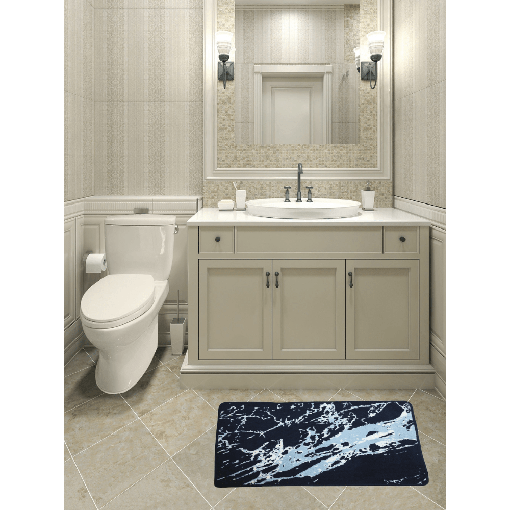 Decor Luxury Non-Slip Safety Ultra Water Absorbent Soft Fluffy Marble Design 1 Piece Bathroom Bath Rug Floor Mat