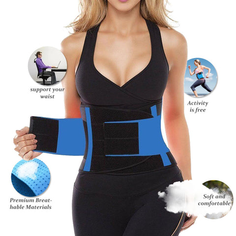 Adjustable Thermal Waist Trimmer Lower Back Support Brace Belt Lumbar Compression Wrap Double Pull Fastener with Fever Pad Black