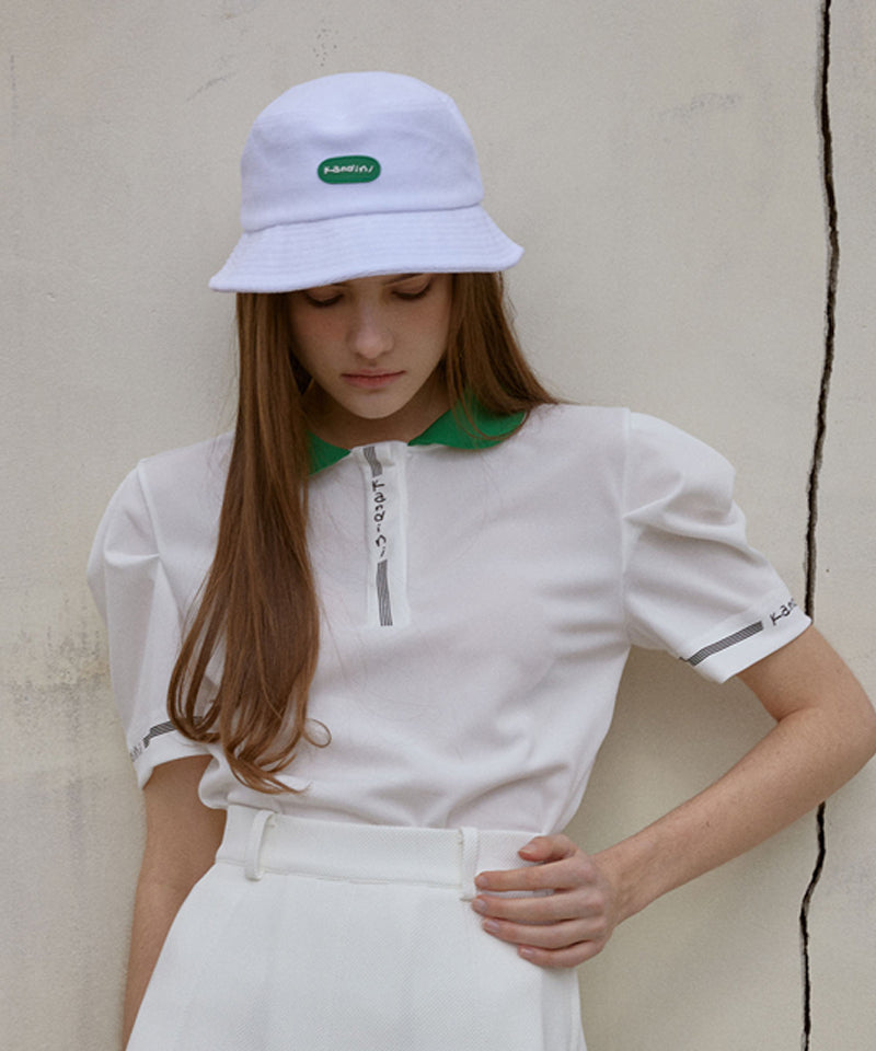 KANDINI Terry Bucket Hat - White(Green)