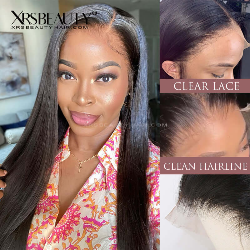 Classic Silky Straight Human Hair Clear Lace Wig in Color 1b 2 4