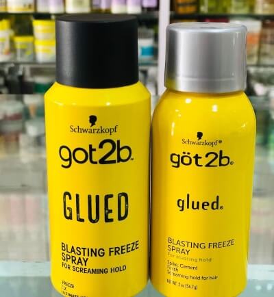twow bottles of Got2b Glued Freeze Spray
