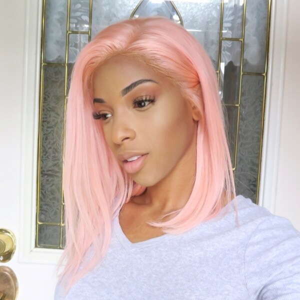 Pastel Pink Straight Asymmetrical Lob