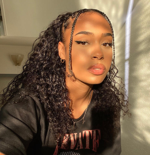Wavy Leave Out with Twists deep wave hair style