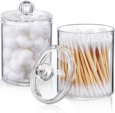 cotton ball and q-tip cotton bud to clean skin and excess glue