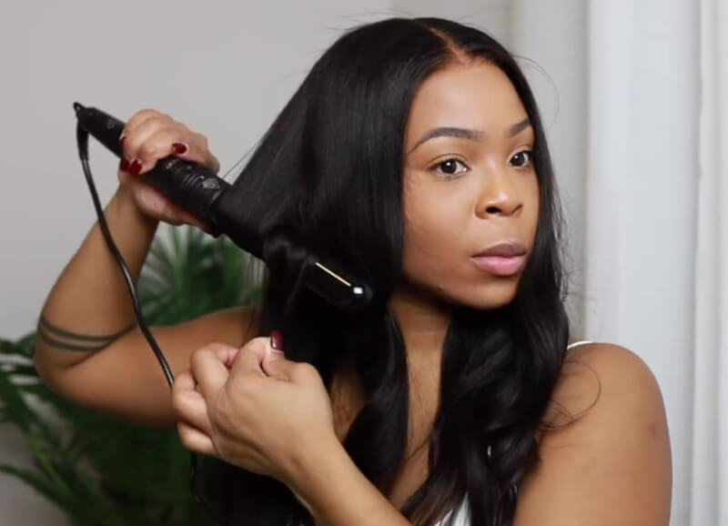 style human hair wig using curling iron