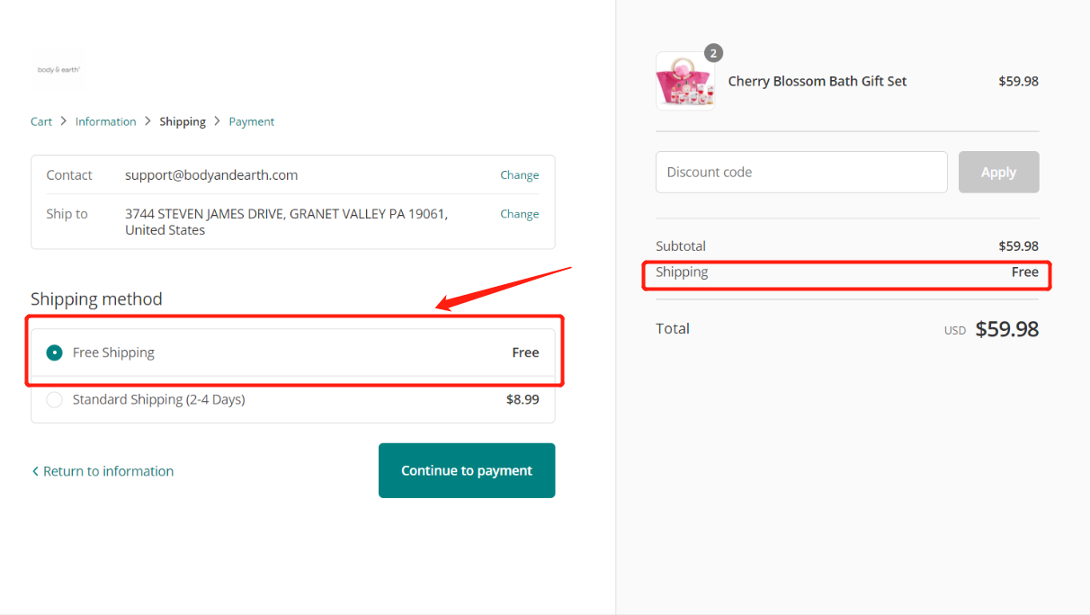desktop bodyandearth discount process