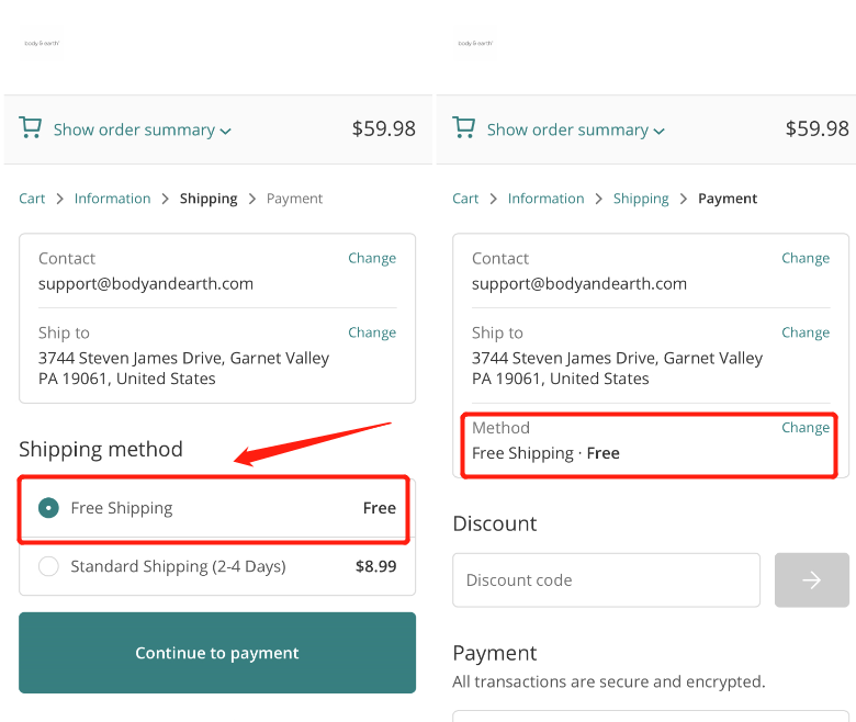 mobile bodyandearth discount process