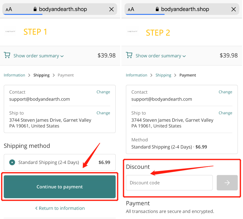 bodyandearth-mobile-discountcode-useprocess
