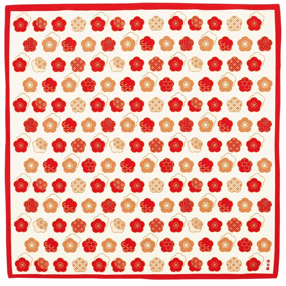 Japanese Hama Pattern Heart Koume Red Wrapping Cloth 50Cm