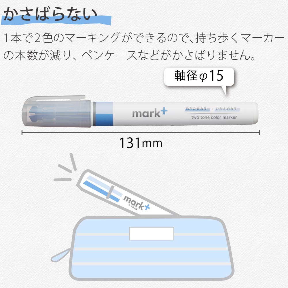Kokuyo Highlighter Pen Japan 2 Colors In 1 Marktus Set Of 5 Pm-Mt100-5S