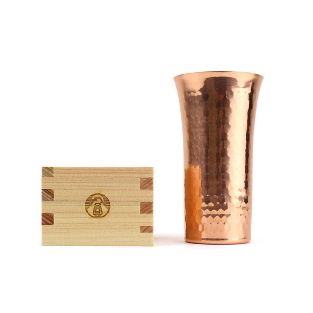 Peaks&Trees Tsuchime Copper Tumbler Japanese Cypress Gosho Masu Sake Cup Set L Size Japan Cosmetic Box Beer Glass Outdoor