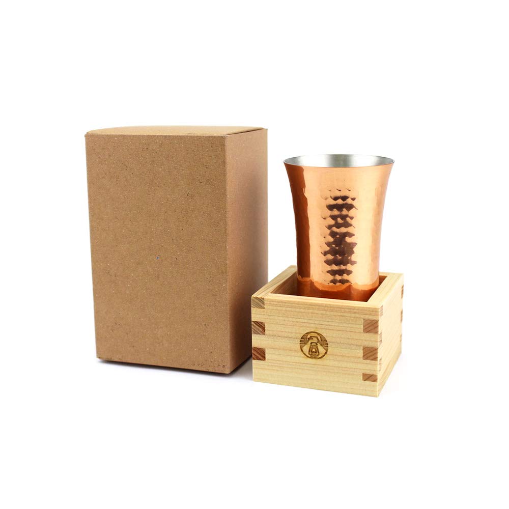 Peaks&Trees Tsuchime Copper Tumbler Japanese Cypress Gosho Masu Sake Cup Set L Size Japan Cosmetic Box Beer Glass Outdoor