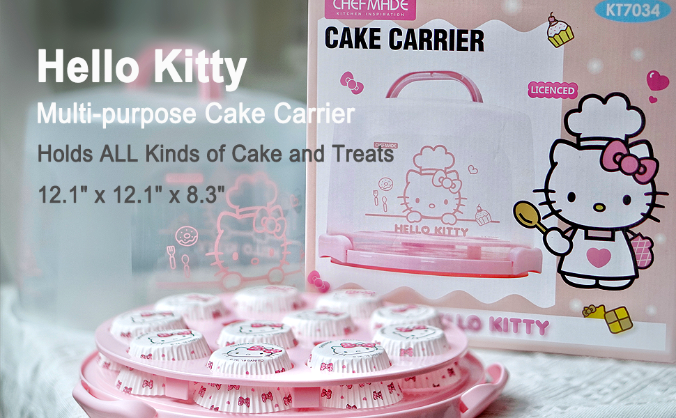 Hello Kitty 12 Cake Carrier 11 Cups - CHEFMADE official store