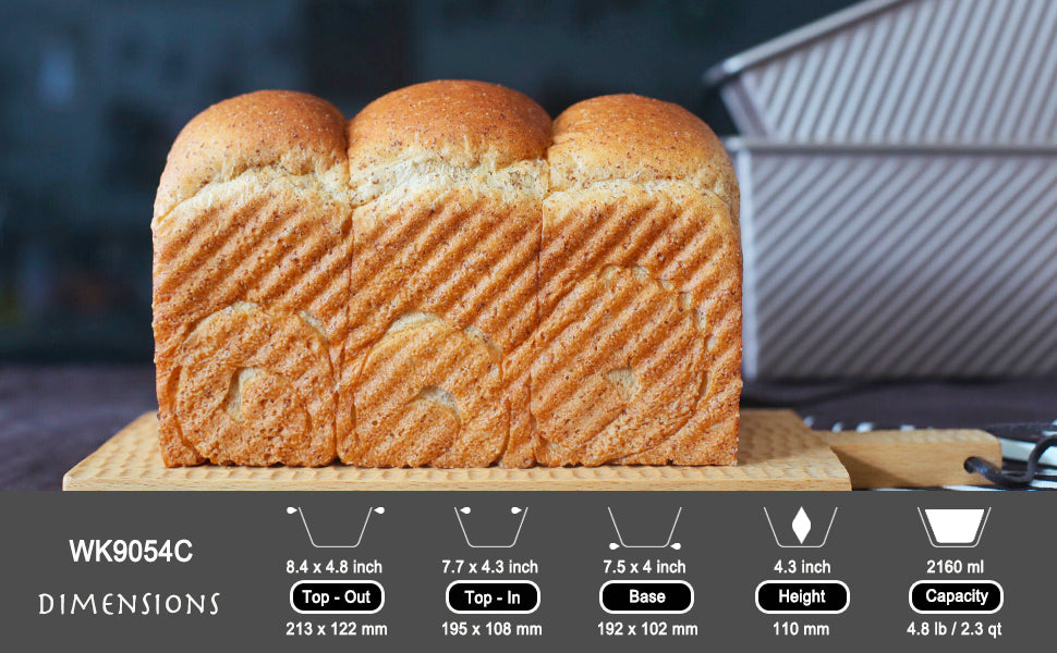 Yesbay 450g/750g/1000g Metal Non-Stick Toast Box Bread Loaf Pan Baking Mold with Lid,Toast Mold, Size: 19.5