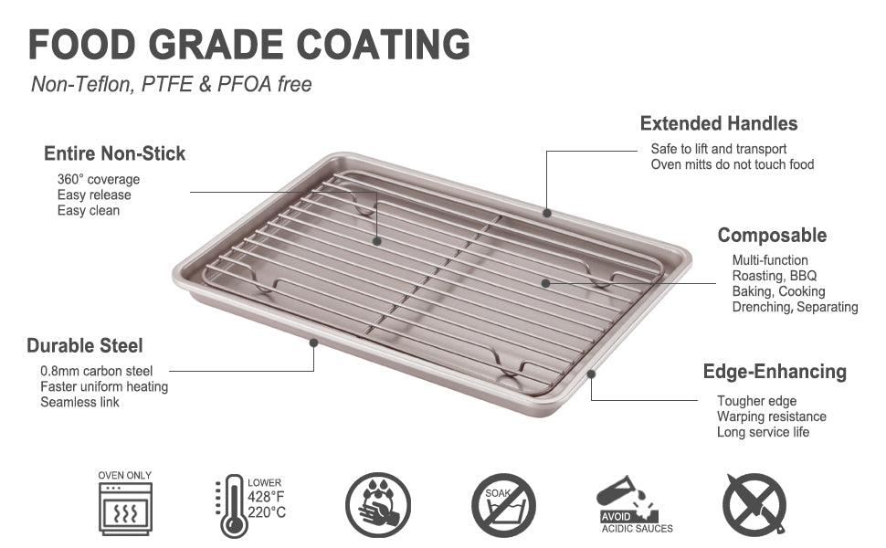 9 x 13 Shallow Roasting Pan with Rack - CHEFMADE official store