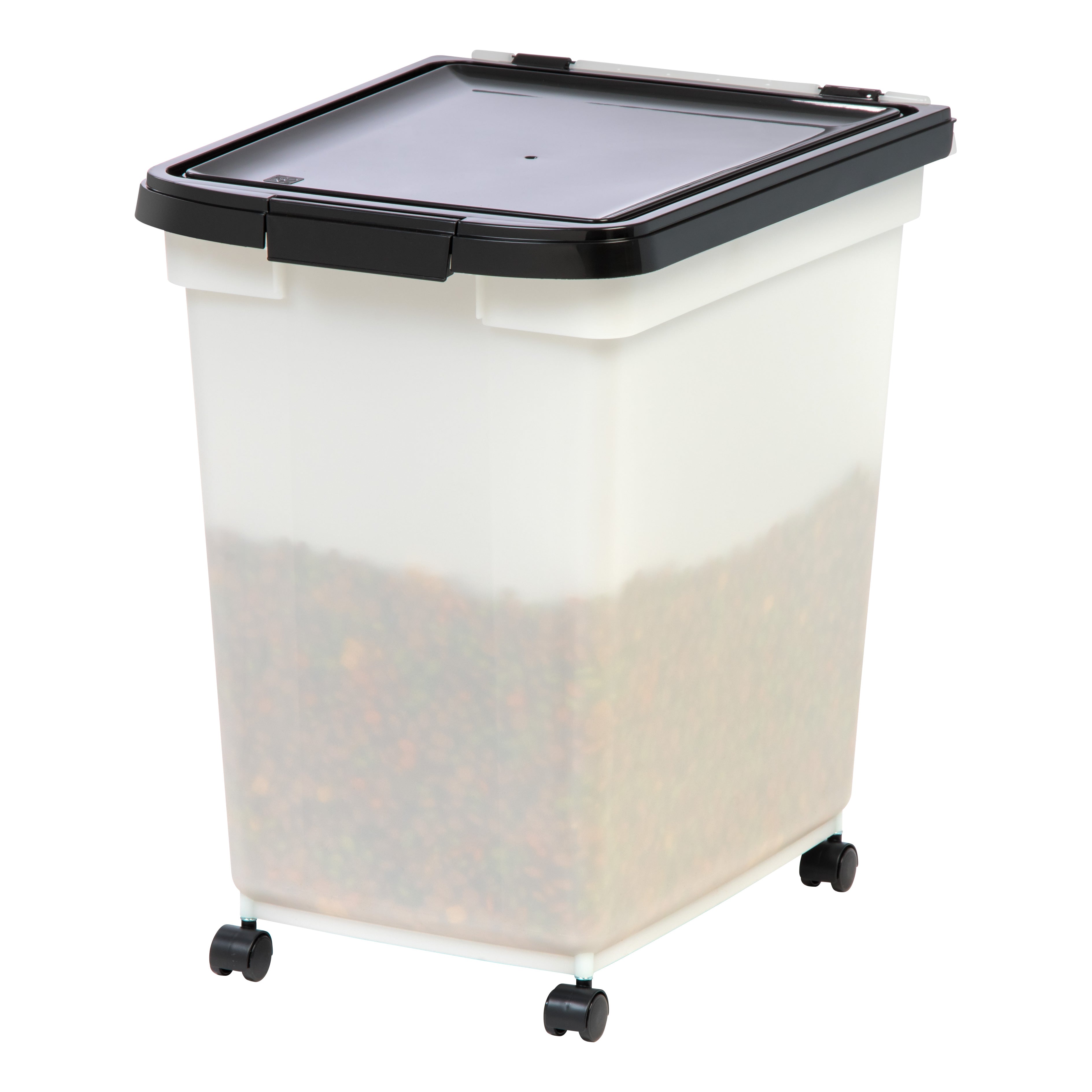 65 Quart Airtight Pet Food Container, Black/Pearl