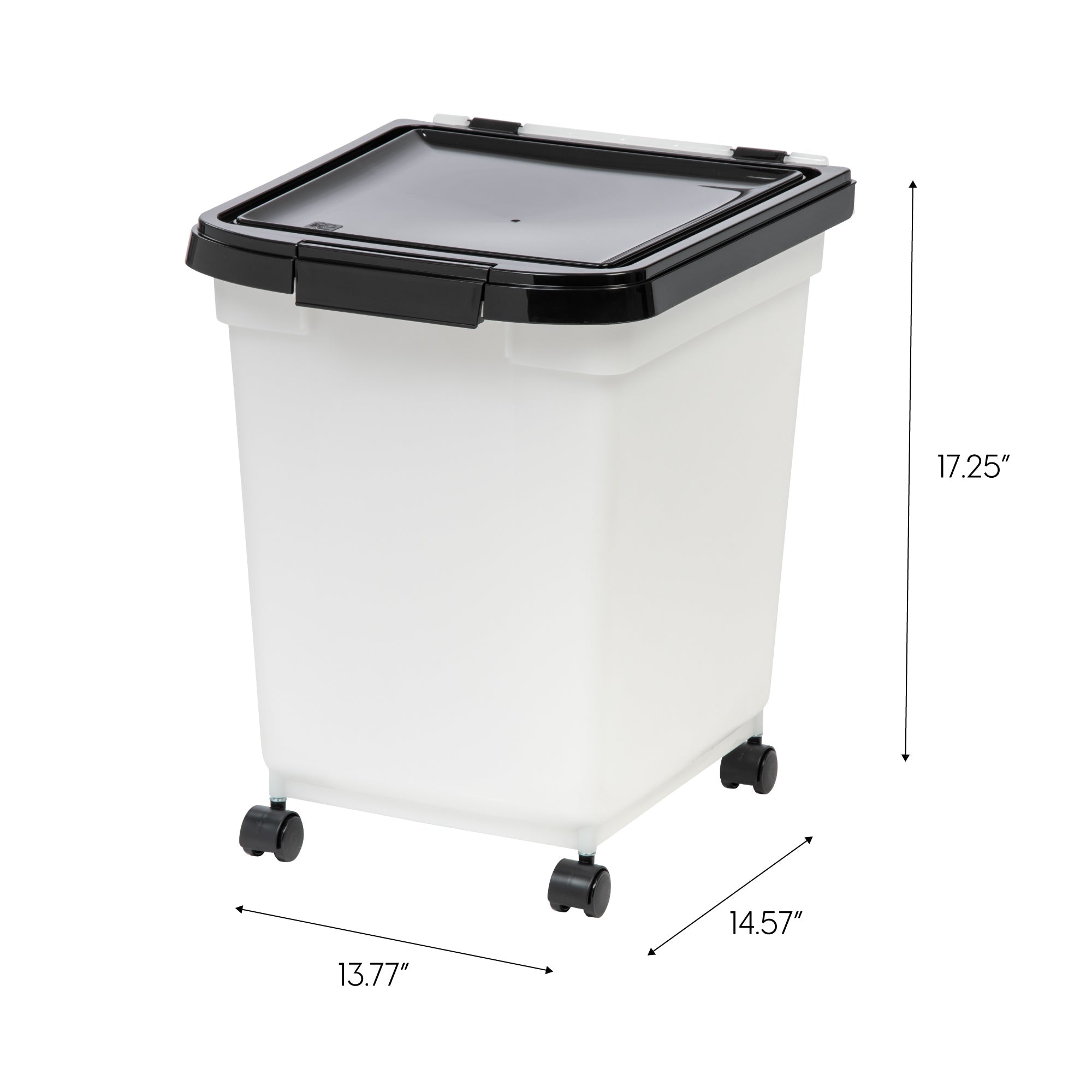 32.5 Quart Airtight Pet Food Container, Black/Pearl