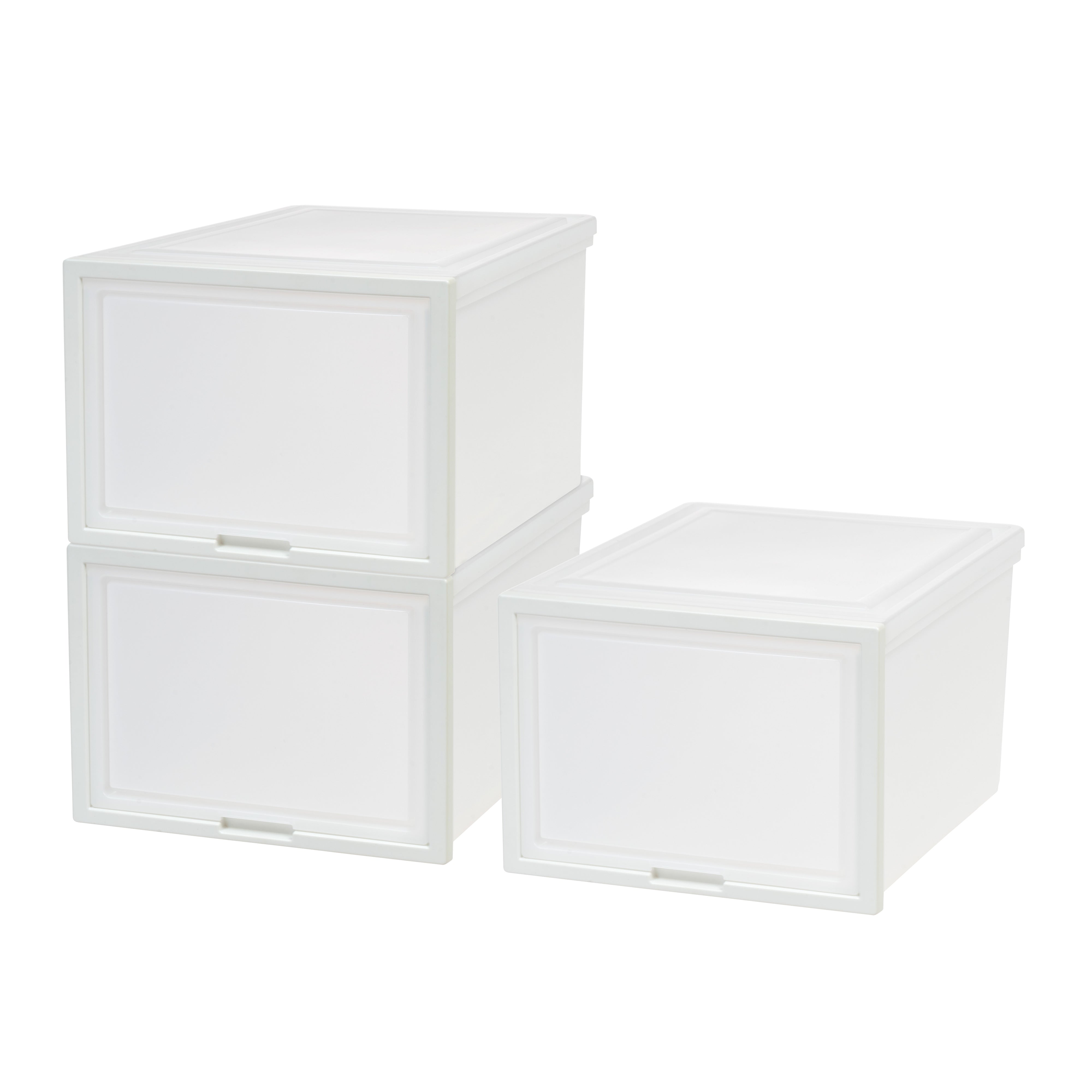 Deep Box Chest with Sliding Door, White, 3 Pack