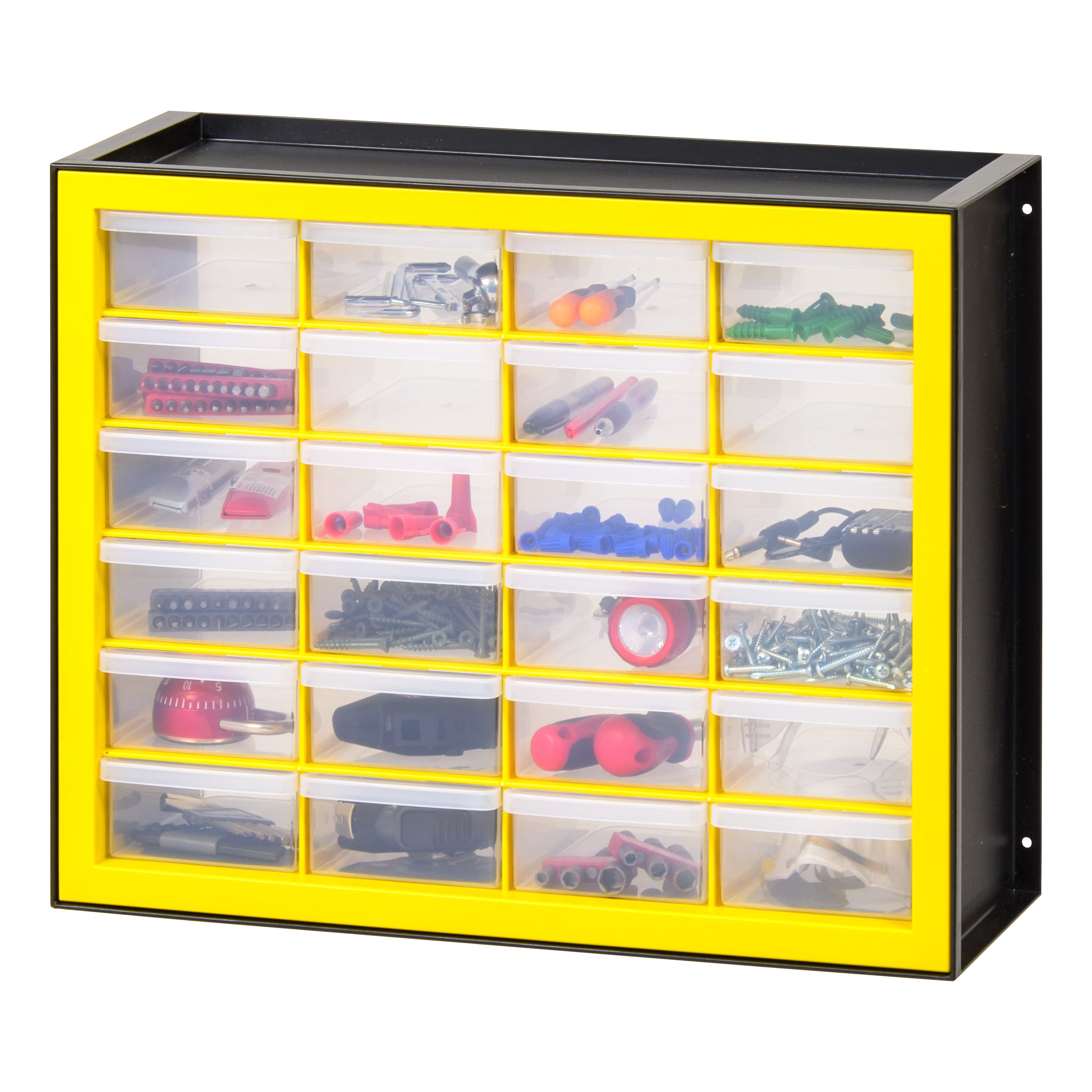 IRIS USA, 24 Drawer Parts Cabinet, Black/Yellow