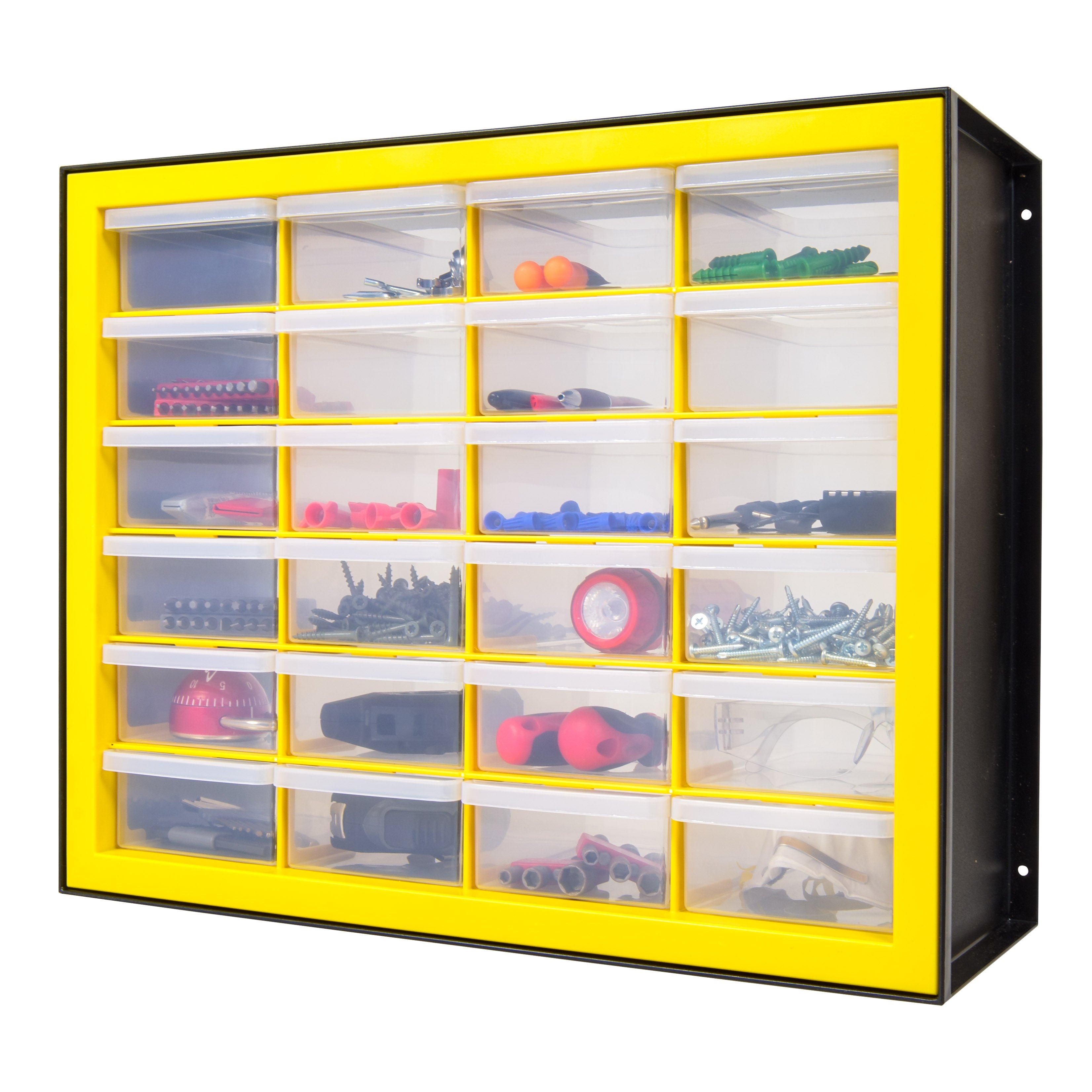 IRIS USA, 24 Drawer Parts Cabinet, Black/Yellow