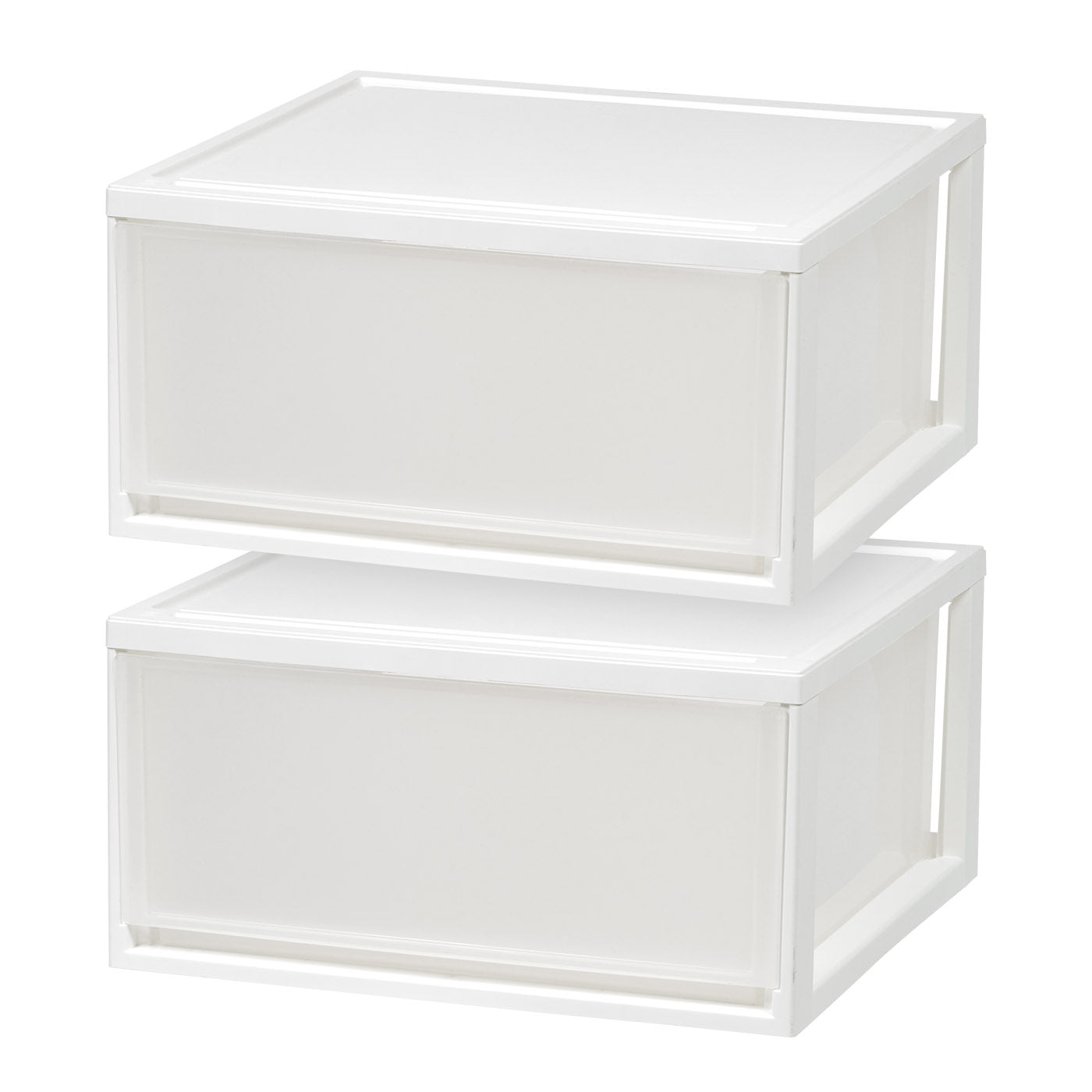 IRIS USA MSD-3 Compact Stacking, Stackable Plastic Drawer Unit, 47 Quart, White, 2 Count