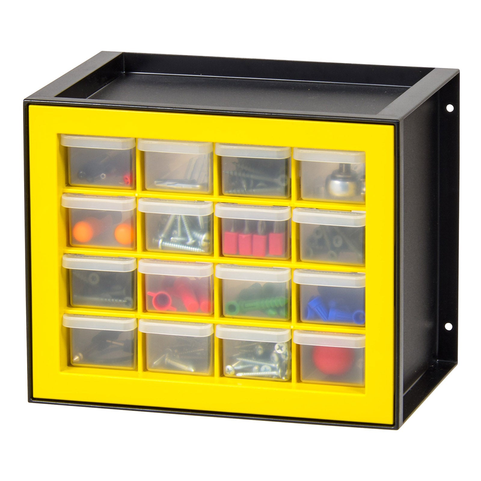 IRIS USA, 16 Drawer Parts Cabinet, Black/Yellow