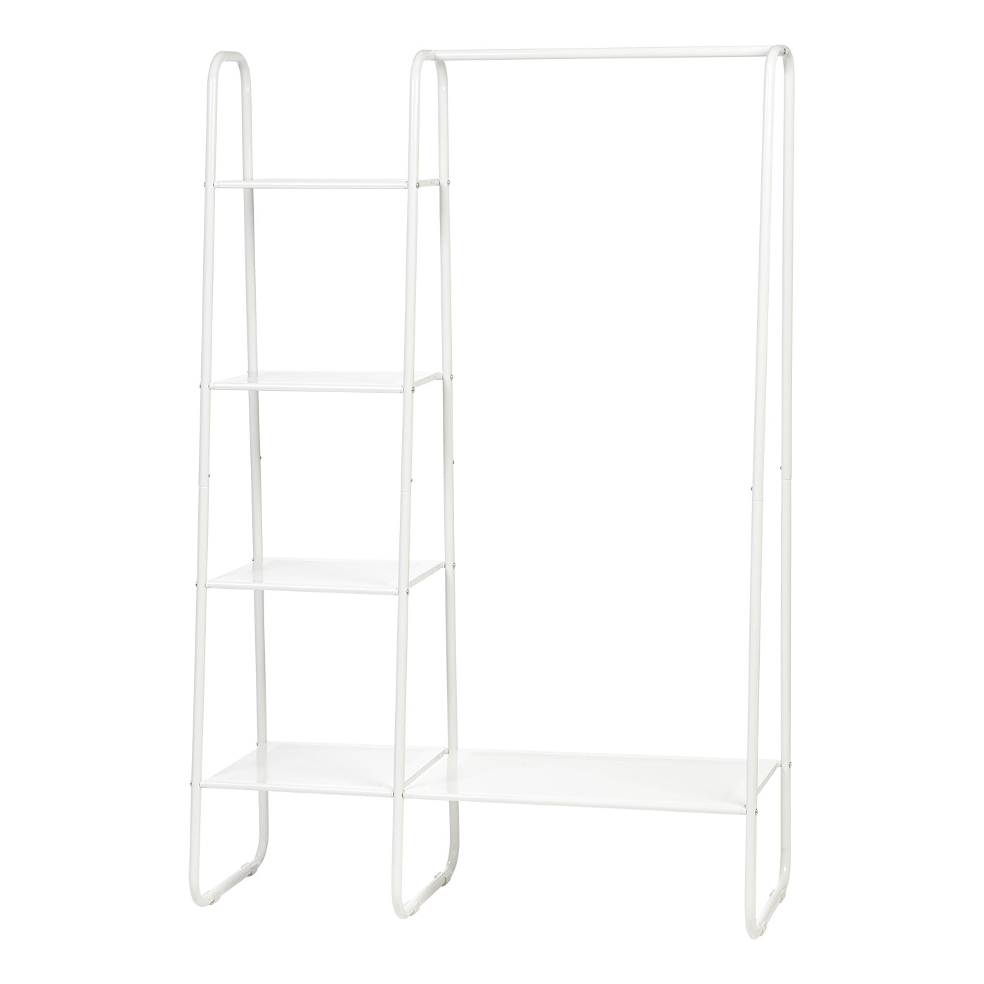 Metal Garment Rack with Metal Mesh Shelves