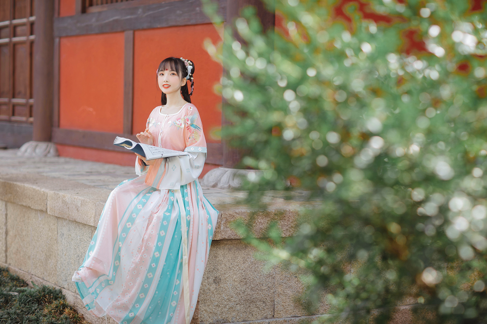 Handmade Embroidery Floral Women Hanfu Dress Cosplay Costume Vintage Stage Show Clothes 3 Pieces Set - WANER
