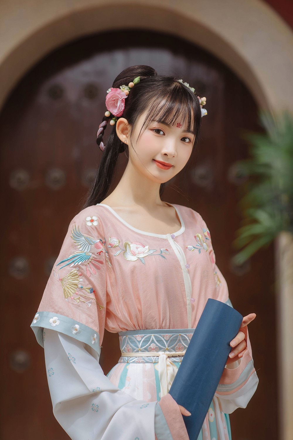 Handmade Embroidery Floral Women Hanfu Dress Cosplay Costume Vintage Stage Show Clothes 3 Pieces Set - WANER