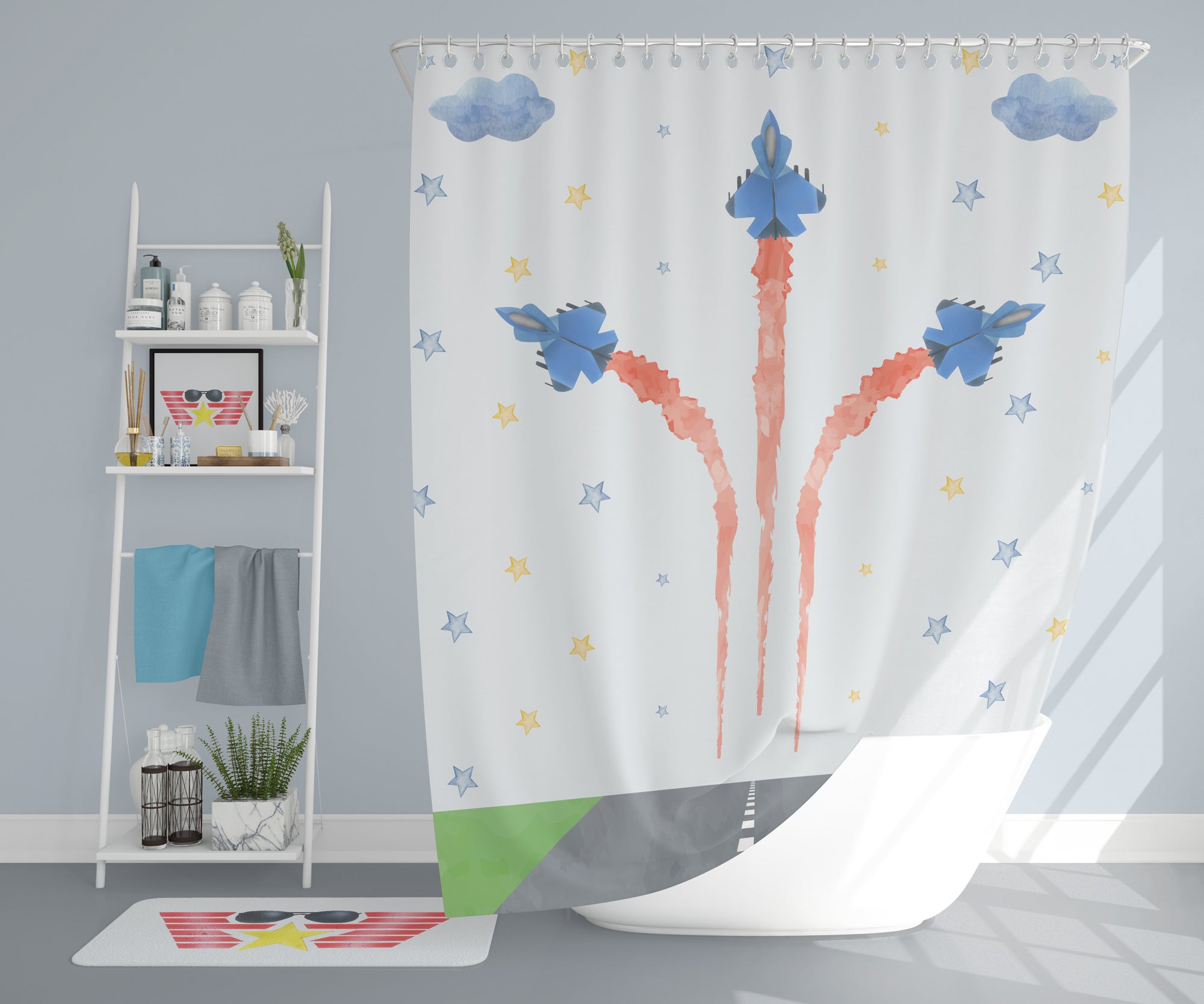 Blast Off Jets Shower Curtain