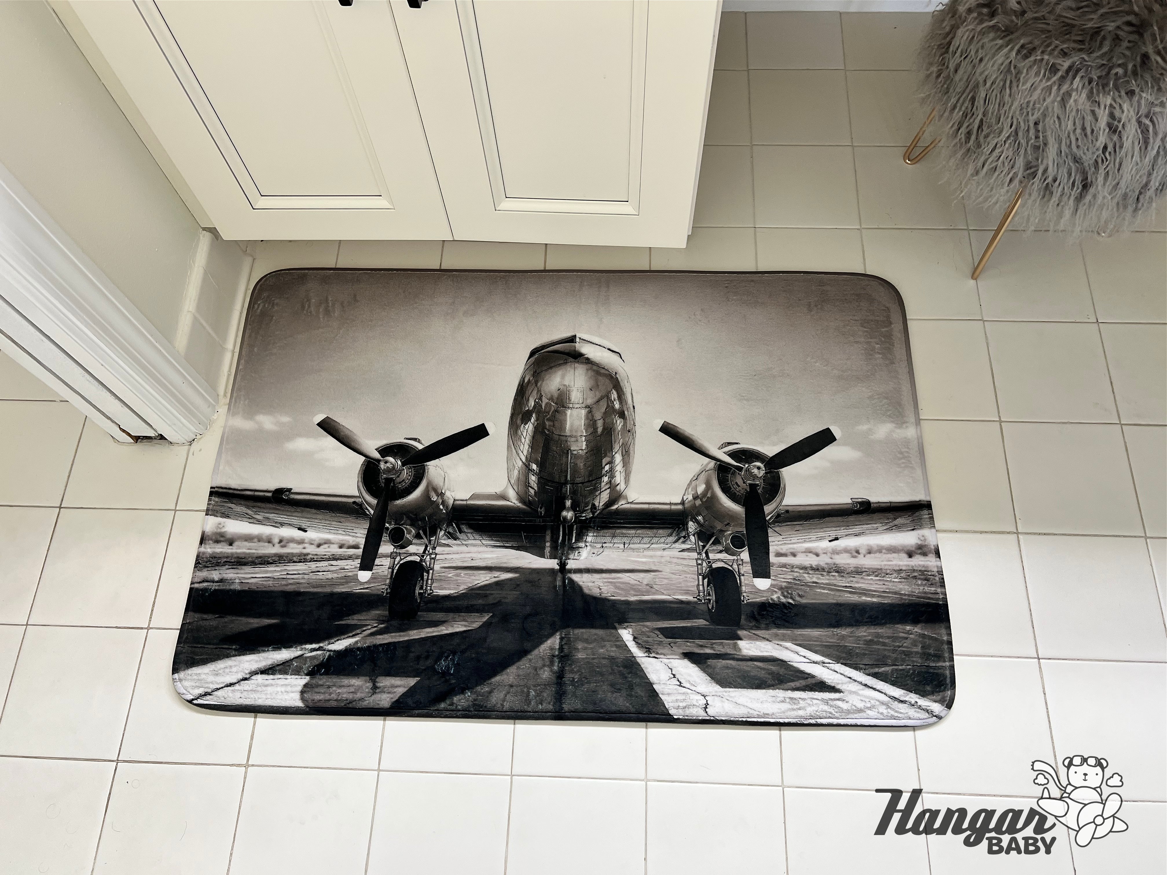 Vintage Airplane Memory Foam Bath Mat