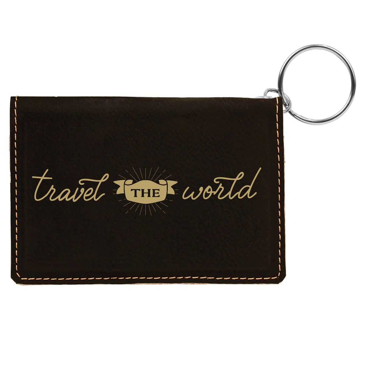 Travel The World - Leatherette Keychain ID Holder