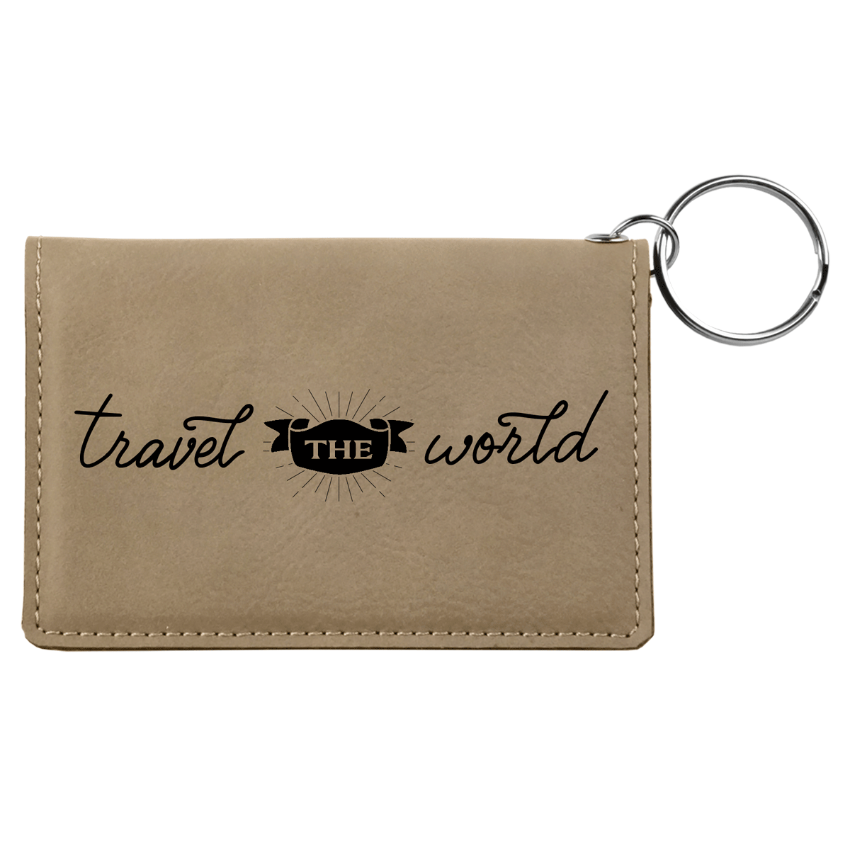 Travel The World - Leatherette Keychain ID Holder