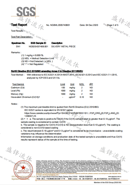 ROHS SGS Report - ShengFeng